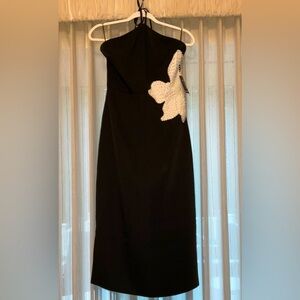 Beautiful Black Dress with Pearl Flower on Hip